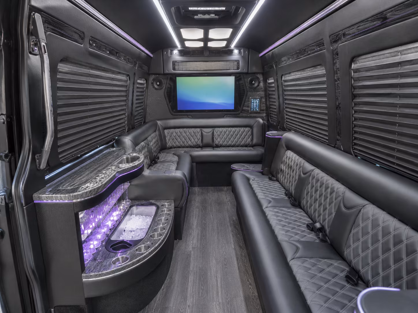 san mateo 40 passenger party bus interior
